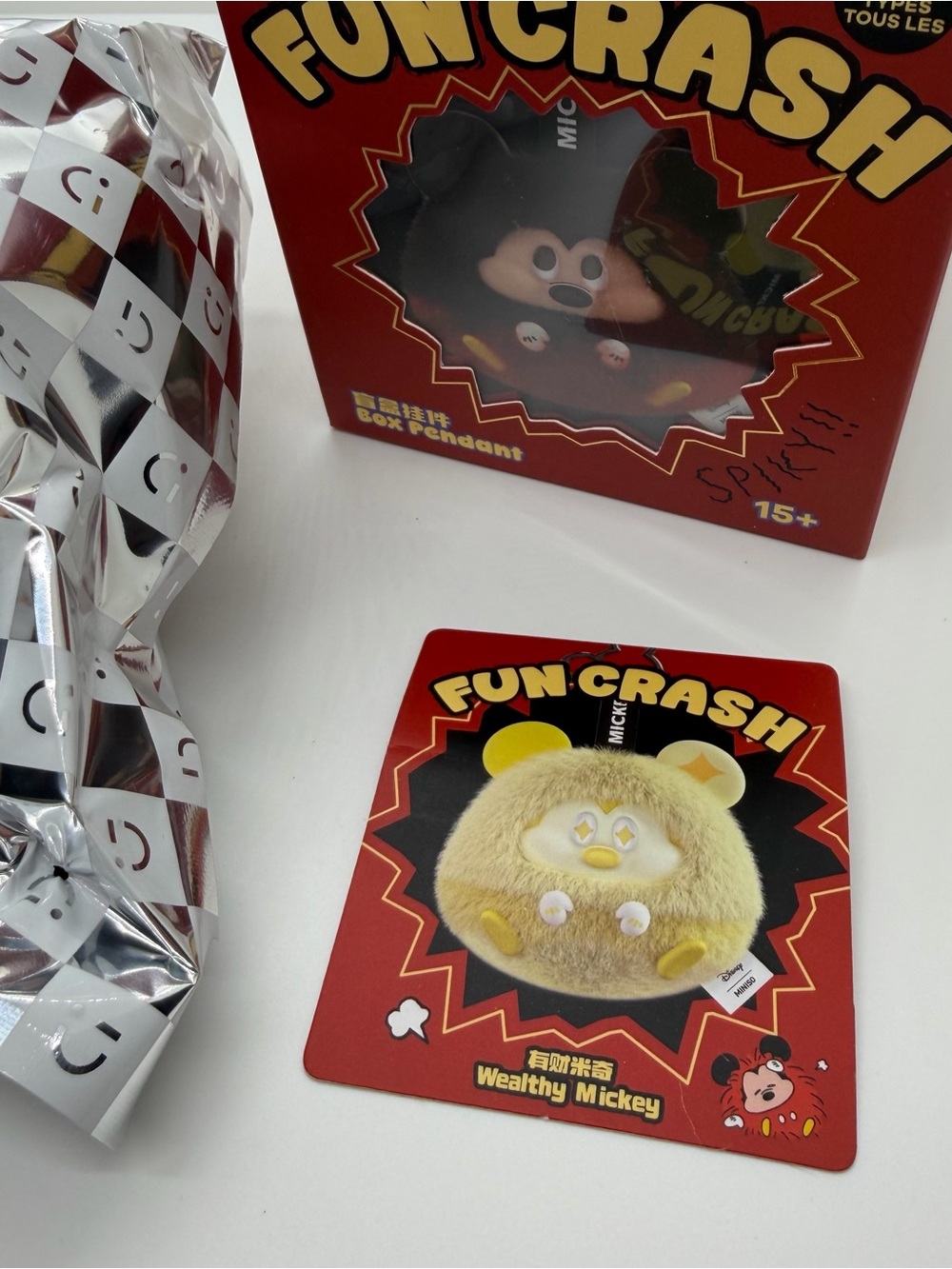 Disney Miniso‎ Mickey Fun Crash Plush Keychain Confirmed Wealthy Mickey